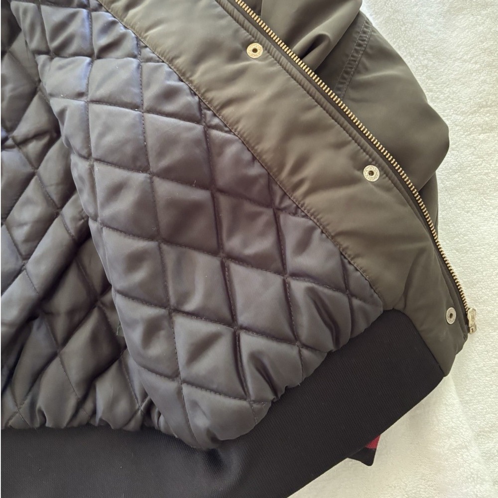 H&M Divided Bomber Jacket Womens 12 Olive Green Tiger Patch Varsity Streetwear - Picture 10 of 16